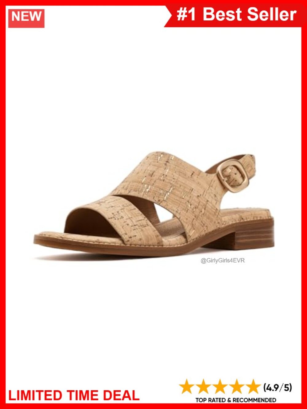 Leather Slingback Block Heel Sandals Asymmetrical Buckle Casual